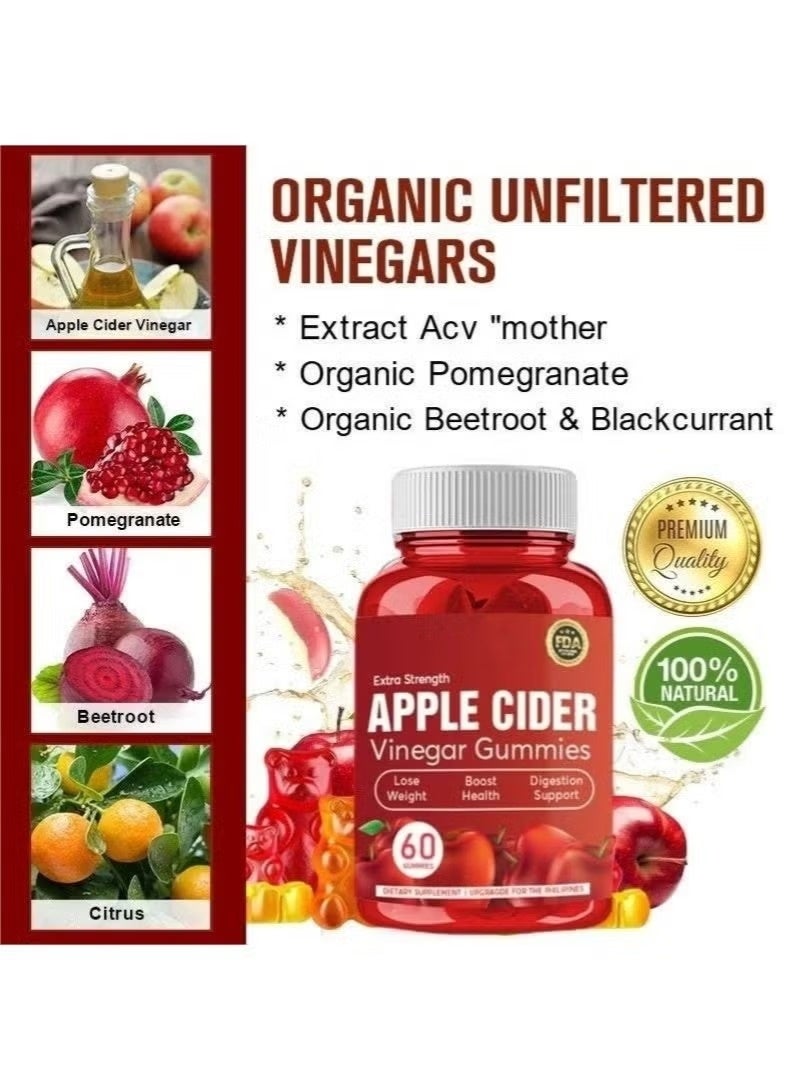 Extra Strength Apple Cider Vinegar Gummies - 60 Capsules | Supports Digestion & Metabolism - Image 3